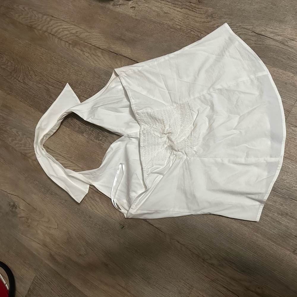 White House Black Market White Halter Button-Front shirt - Picture 2 of 3